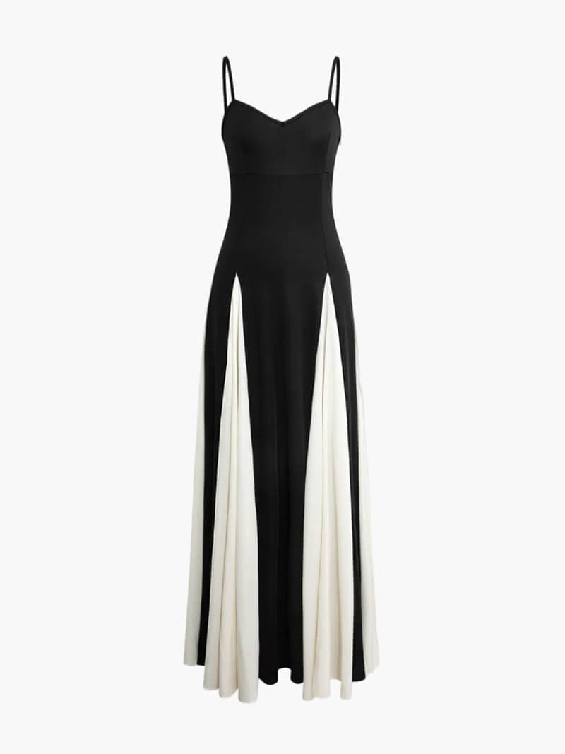 Paloma Black and White Maxi Dress - Delicate Strap Evening Dress