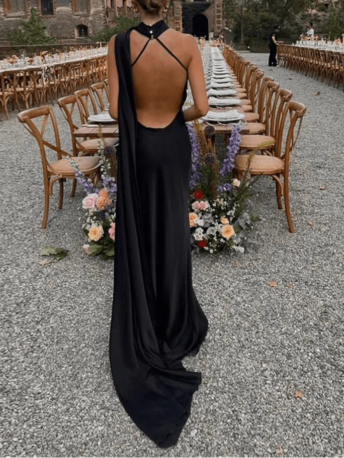 Raisa Satin Ribbon Backless Evening Gown - Elegant Occasion Dress for Women - Image 2