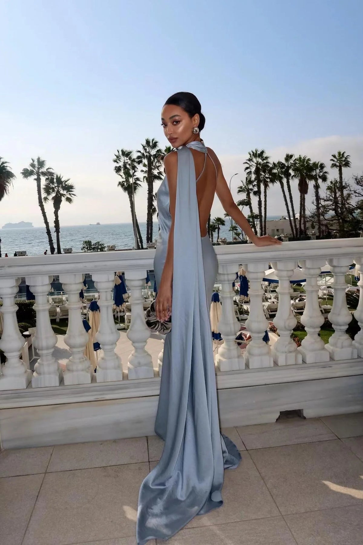 Raisa Satin Ribbon Backless Evening Gown - Elegant Occasion Dress for Women - Image 3