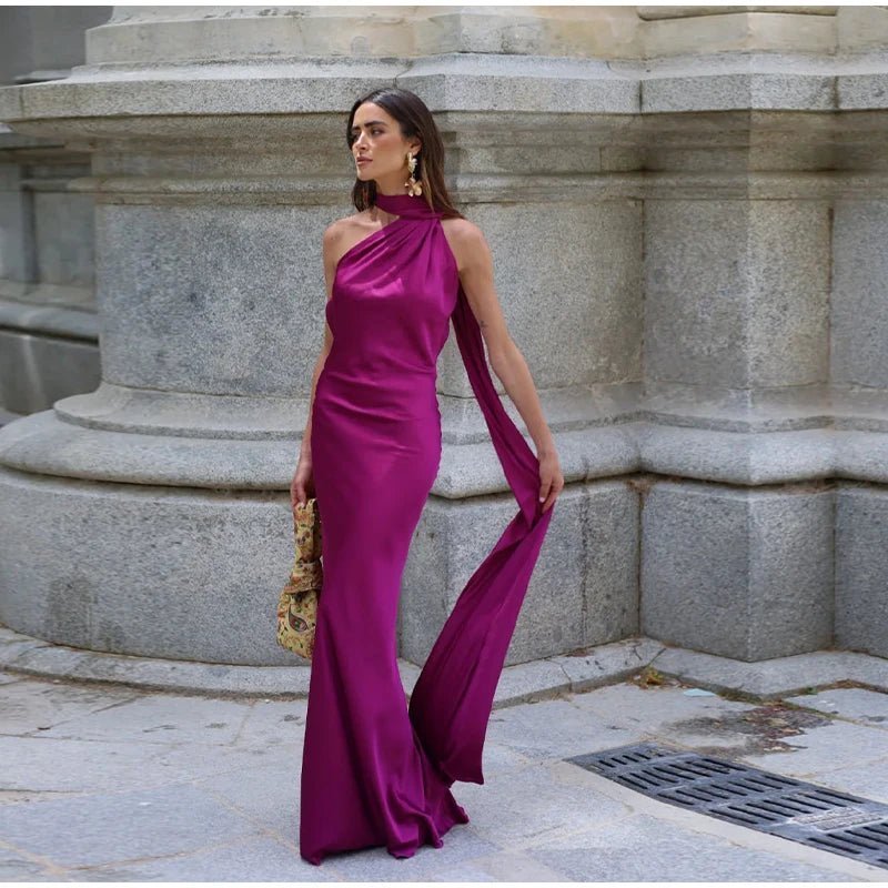 Raisa Satin Ribbon Backless Evening Gown - Elegant Occasion Dress for Women - Image 5