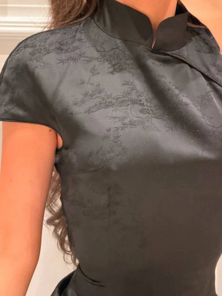 Celeste Satin Patchwork Lace Collar Dress - Elegant Occasion Dress for Women - Image 5
