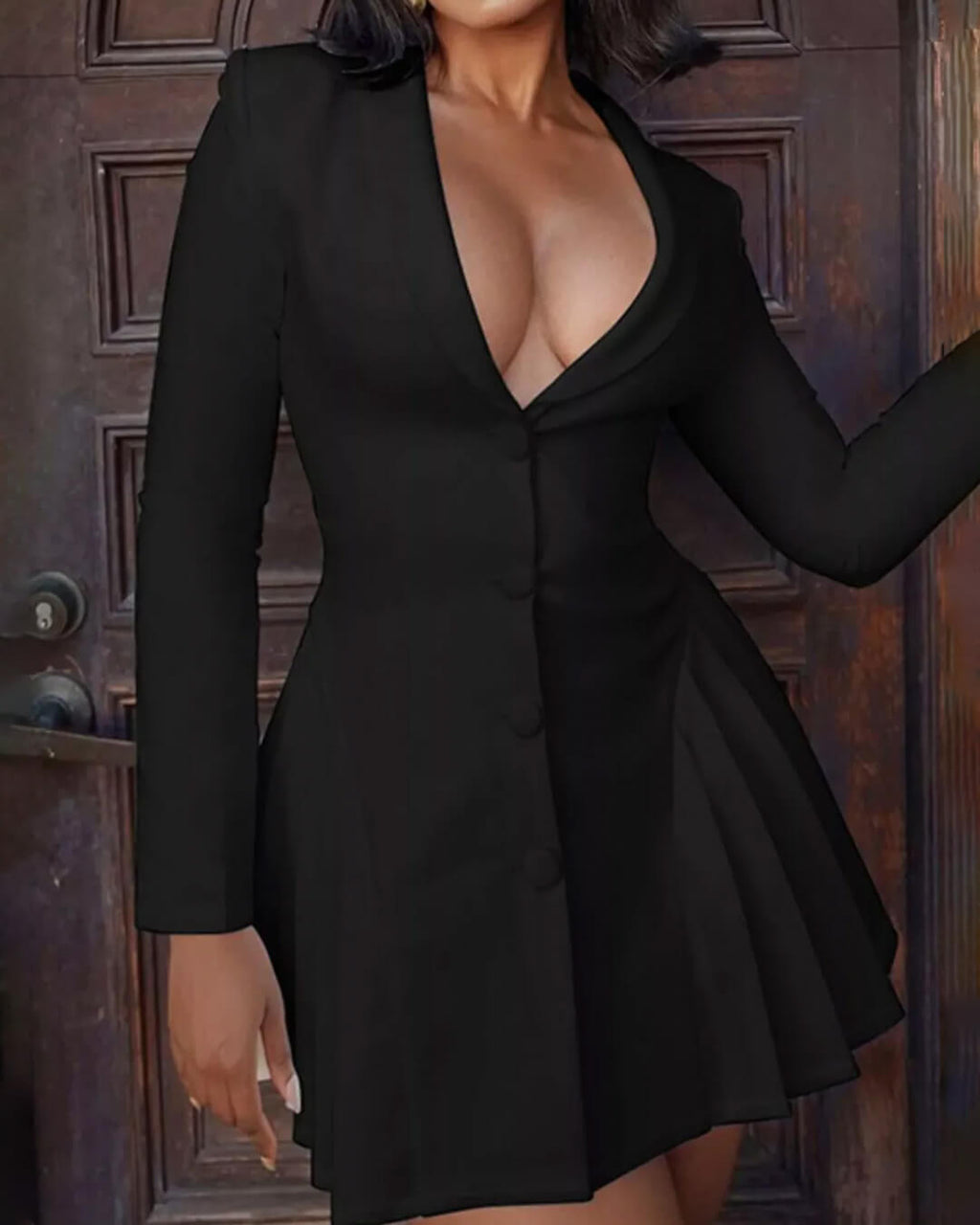 Rebecca Buttoned Blazer Mini Dress - Elegant Occasion Dress for Women - Image 6