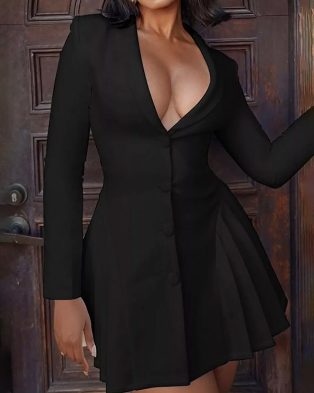 Rebecca Buttoned Blazer Mini Dress - Elegant Occasion Dress for Women - Image 6