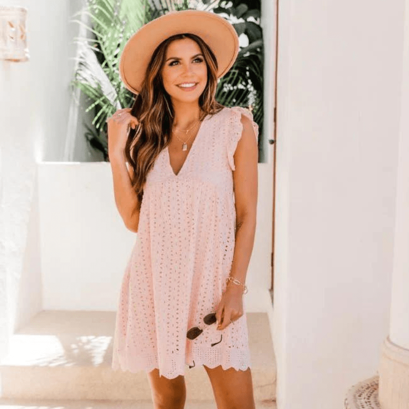 Regine V Neck Sleeveless Mini Dress - Elegant Occasion Dress for Women - Image 2