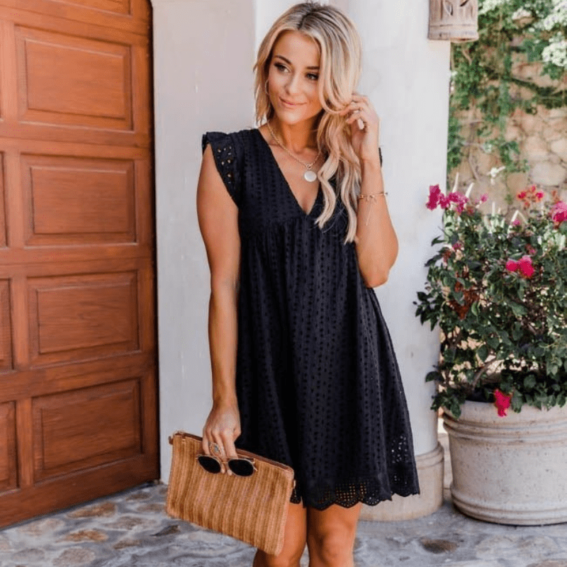 Regine V Neck Sleeveless Mini Dress - Elegant Occasion Dress for Women - Image 4