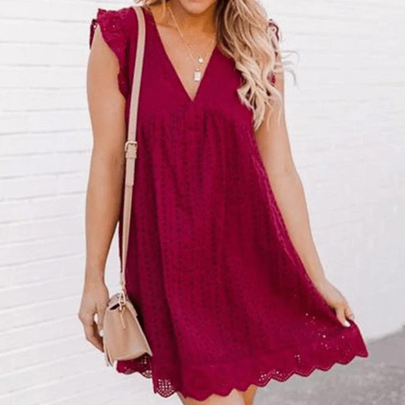Regine V Neck Sleeveless Mini Dress - Elegant Occasion Dress for Women - Image 9