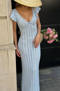 Roan Ruffle Knit Midi Dress - Elegant Occasion Dress for Women