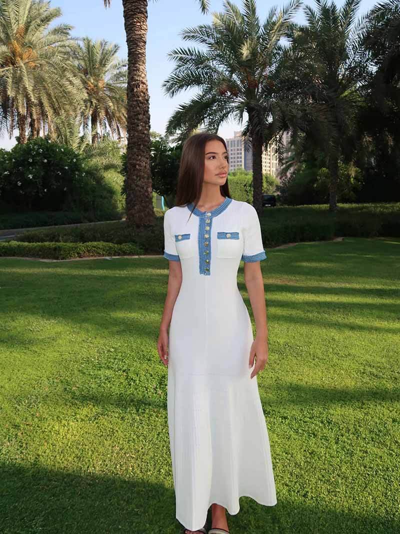 Sandra Button Front Collared Knit Maxi Dress - Image 4