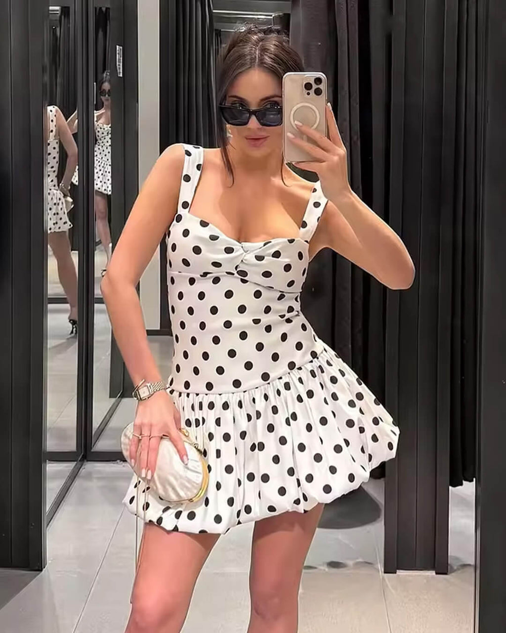 Cassy Polka Dot Balloon Mini Dress - Elegant Occasion Dress for Women - Image 4