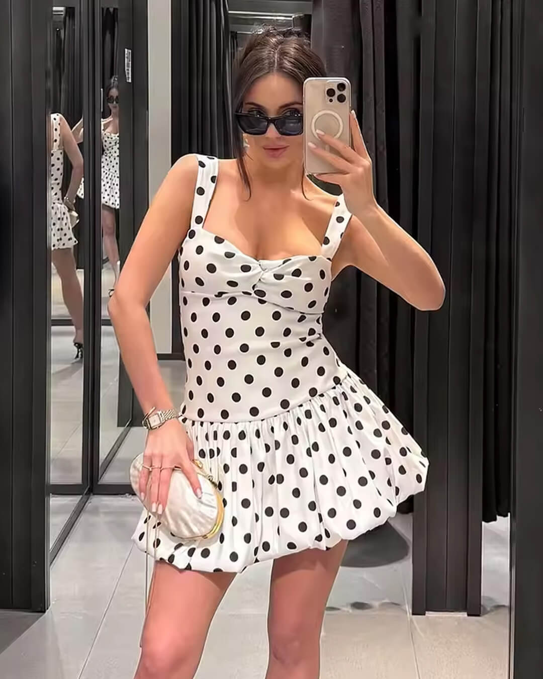 Cassy Polka Dot Balloon Mini Dress - Elegant Occasion Dress for Women - Image 4