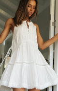 Shelby White Boho Sleeveless Mini Dress for Women - Cotton Knit Casual Summer Dress