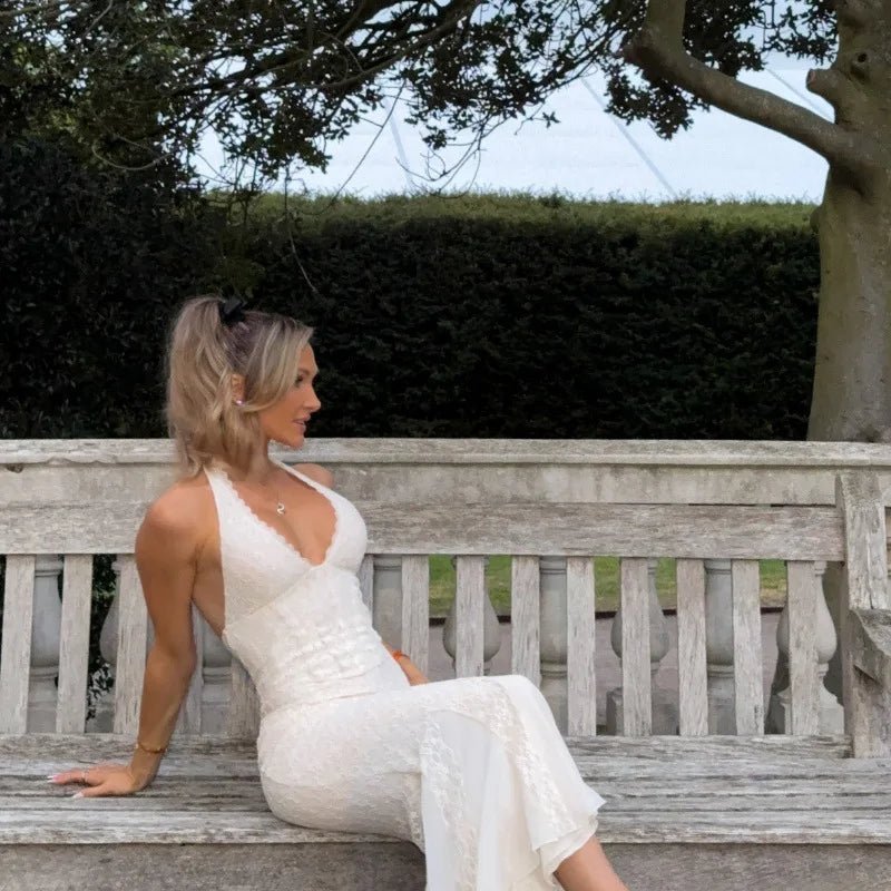 Sienna Halter Neck Lace Maxi Dress - Elegant Occasion Dress for Women - Image 6