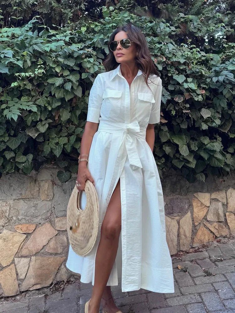 Beatrice Bow Tie-Waist Shirt Dress - Elegant Occasion Dress for Women