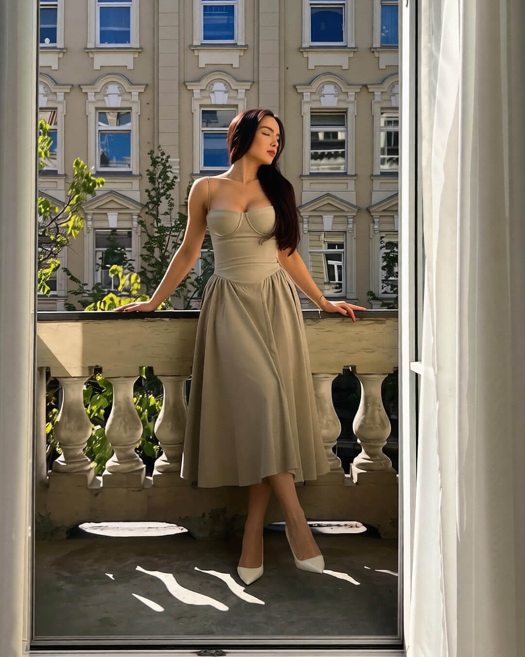 Sylvia Sleeveless Strap Midi Dress - Elegant Occasion Dress for Women - Image 5