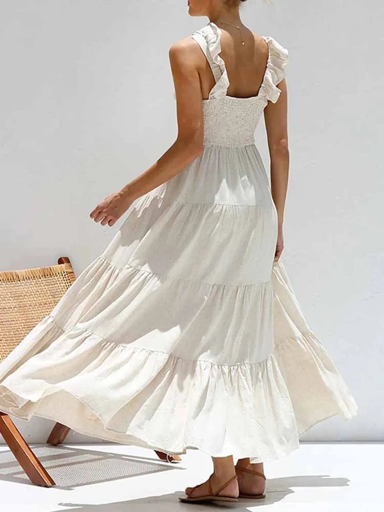 Tahlia Ruffle Cotton Linen Maxi Dress - Elegant Occasion Dress for Women - Image 6