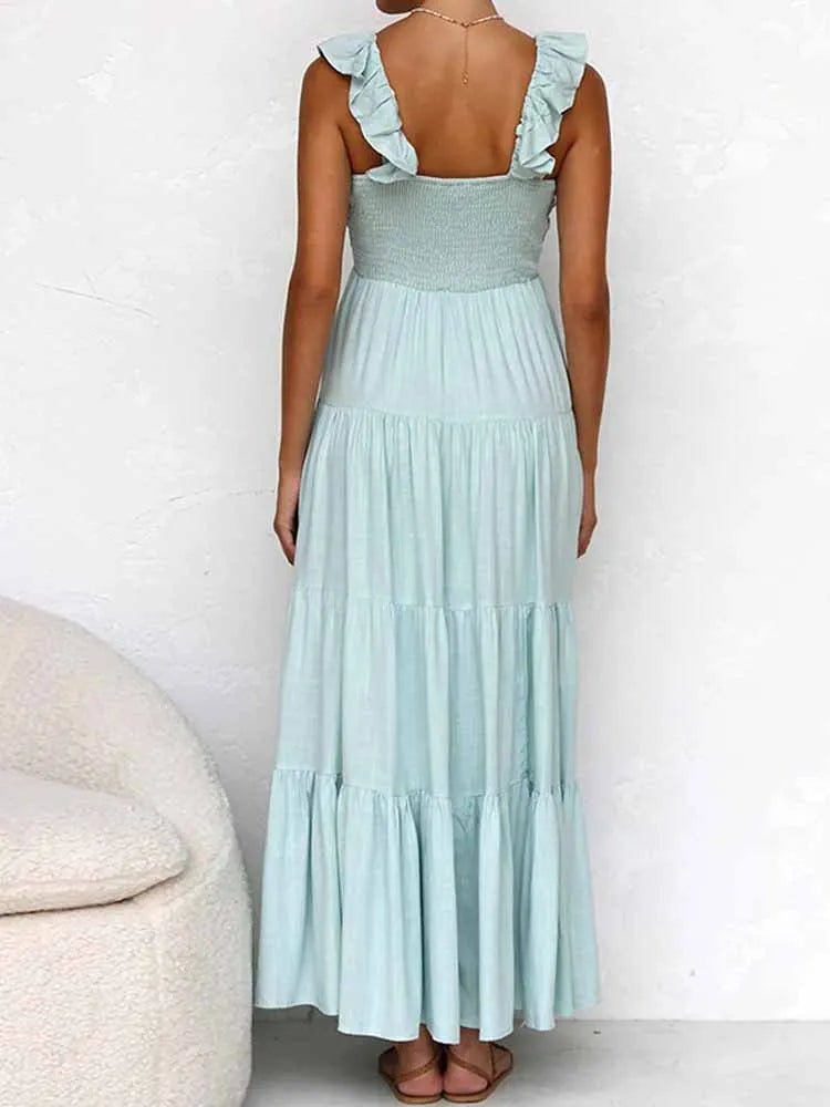 Tahlia Ruffle Cotton Linen Maxi Dress - Elegant Occasion Dress for Women - Image 3