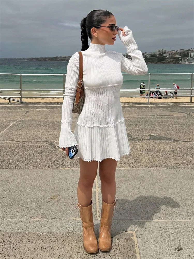 Thelma Knit Ruffled Mini Dress - Elegant Occasion Dress for Women - Image 2