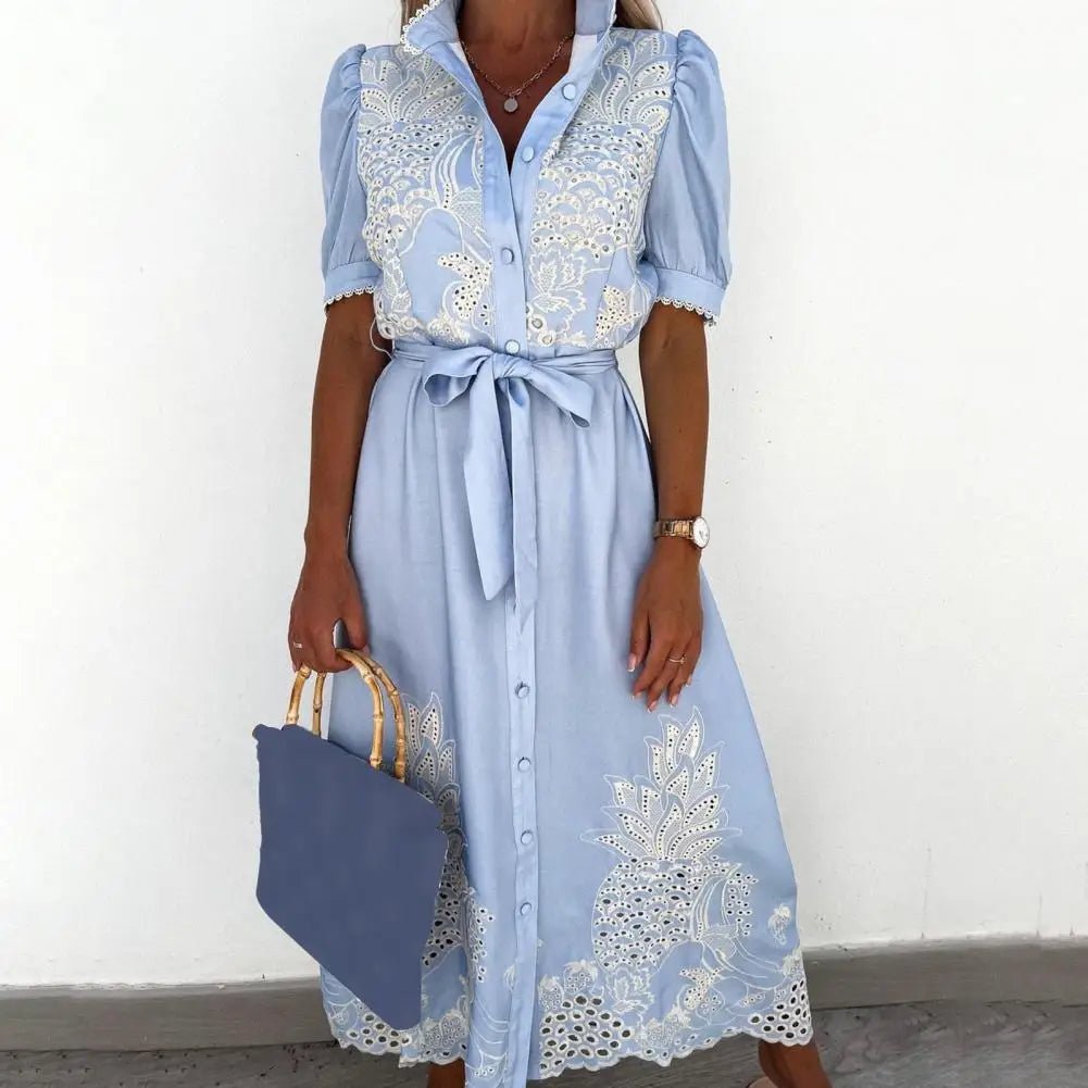 Beatrice Embroidered Lace-Up Maxi Dress - Elegant Occasion Dress for Women - Image 5