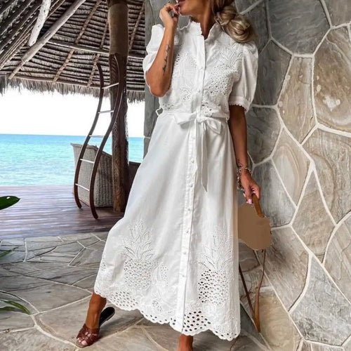 Beatrice Embroidered Lace-Up Maxi Dress - Elegant Occasion Dress for Women - Image 2