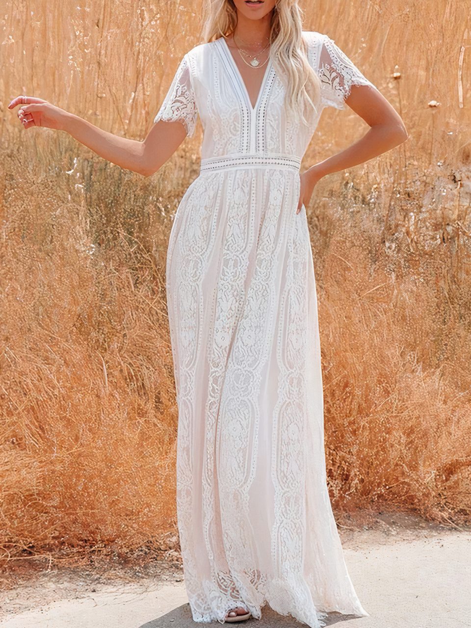 Tilda Bohemian Lace Maxi Dress - Elegant Occasion Dress for Women