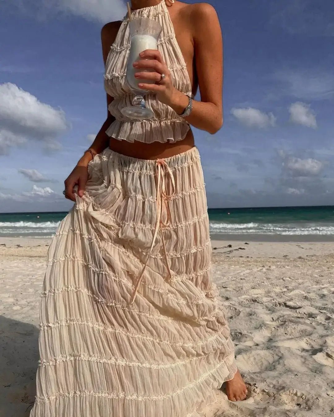 Valerie Ruffle Two-Piece Dress Set - Elegant Summer Outfit - Image 12