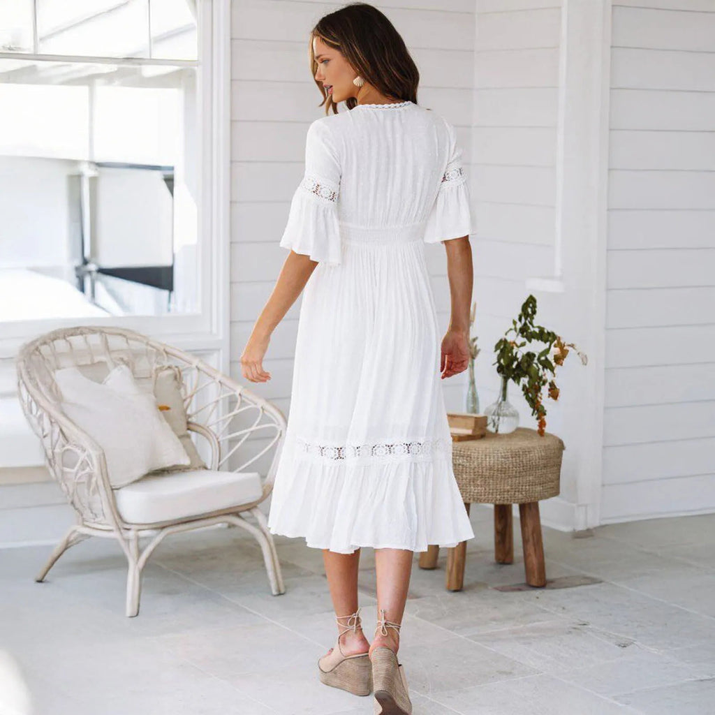 Winona Lace V-Neck Midi Dress - Elegant Occasion Dress for Women - Image 6