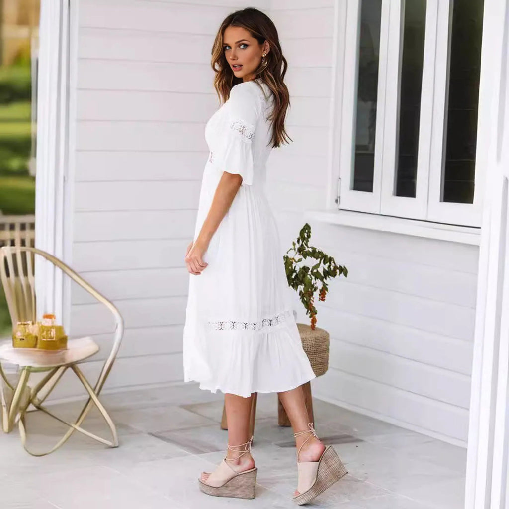Winona Lace V-Neck Midi Dress - Elegant Occasion Dress for Women - Image 5