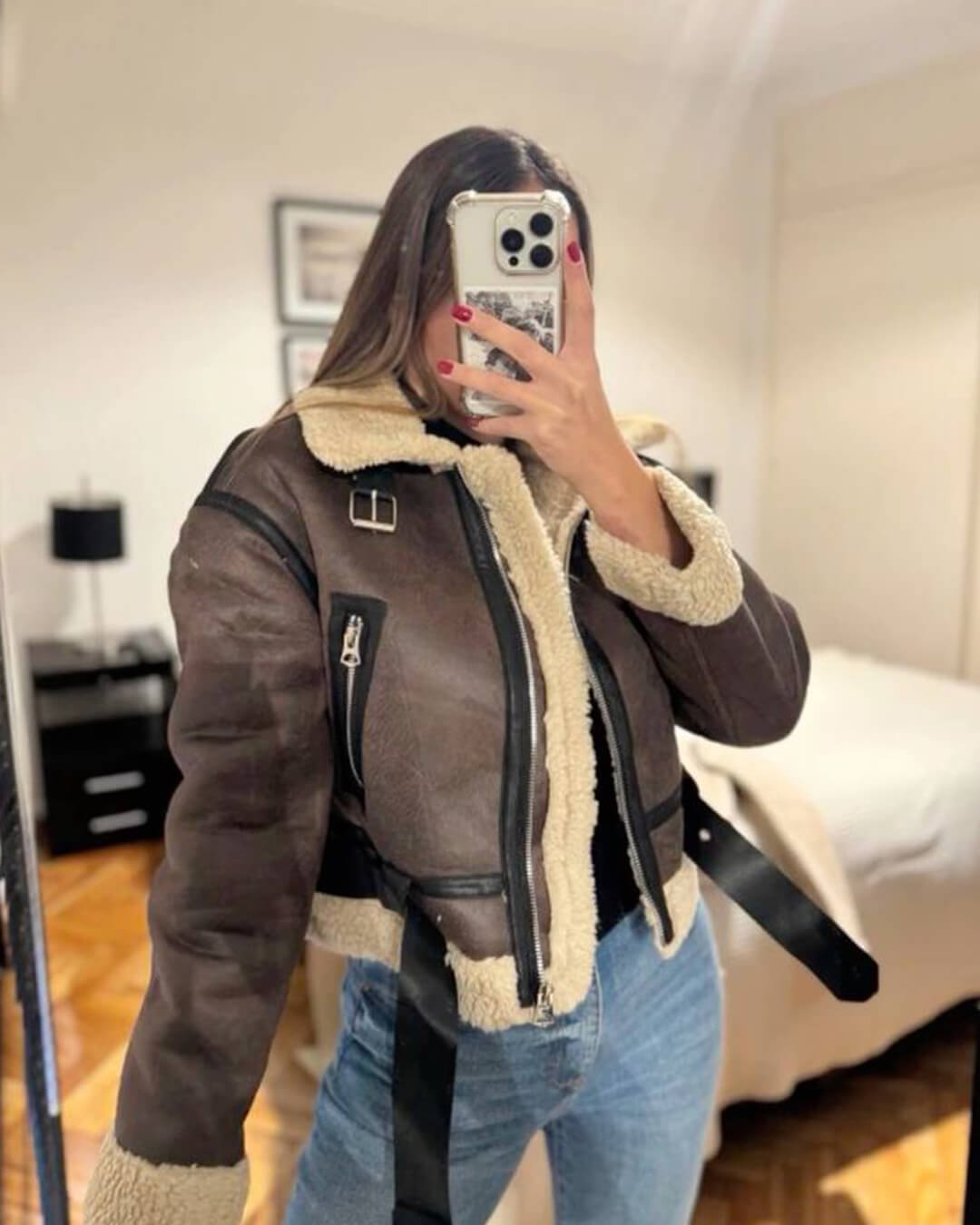 Elora Faux Leather Jacket - Women's Fall and Winter Outerwear - Image 4
