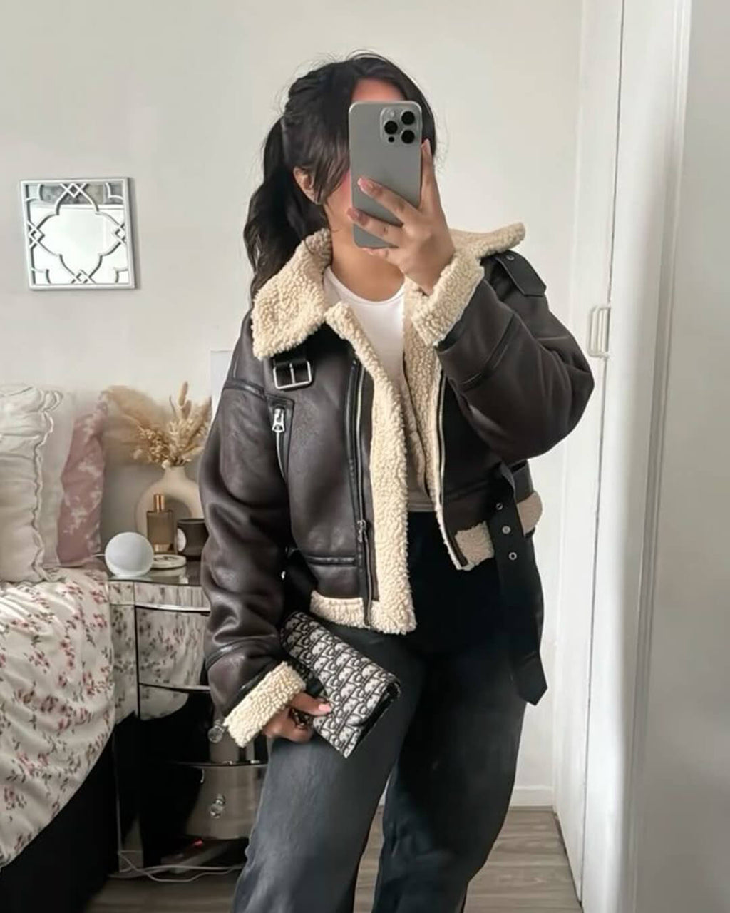 Elora Faux Leather Jacket - Women's Fall and Winter Outerwear - Image 2