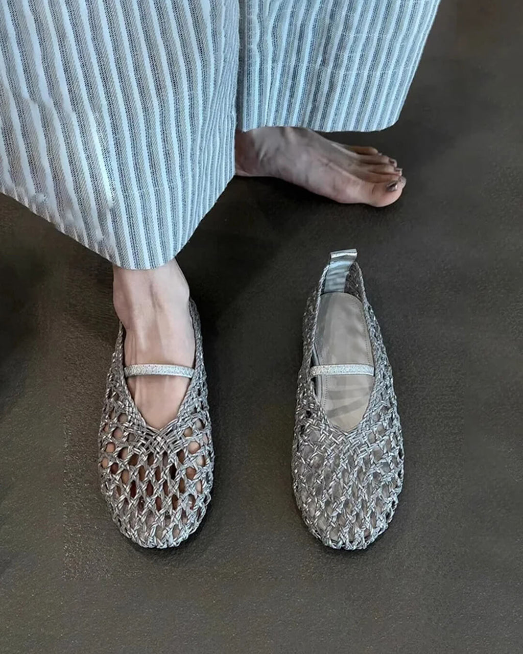 Francesca Hollow Woven Flat Shoes - Breathable Summer Flats - Image 2