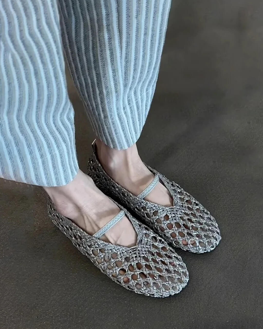Francesca Hollow Woven Flat Shoes - Breathable Summer Flats