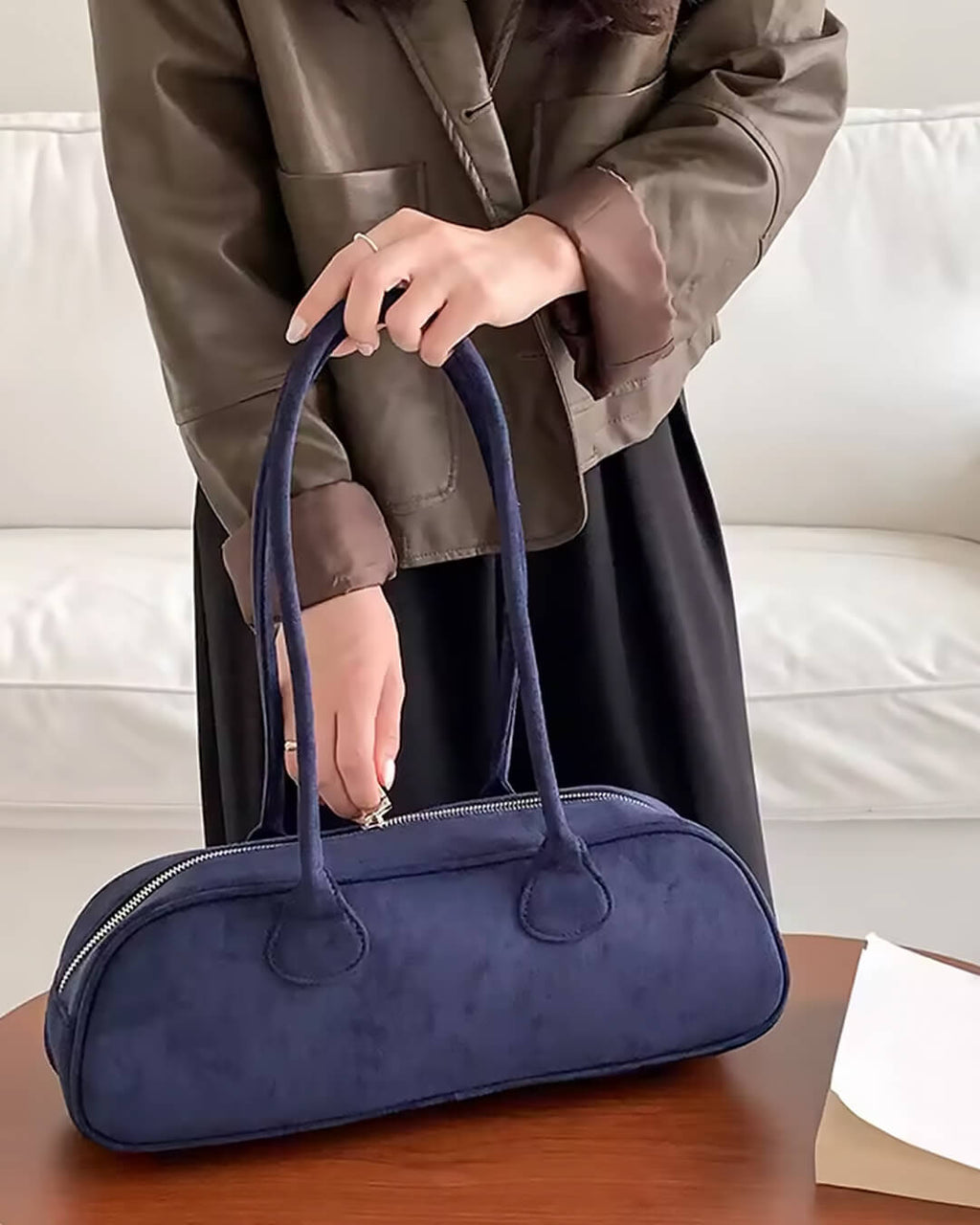 Aveline Vegan Suede Bag - Women's Everyday Handbag - Image 16