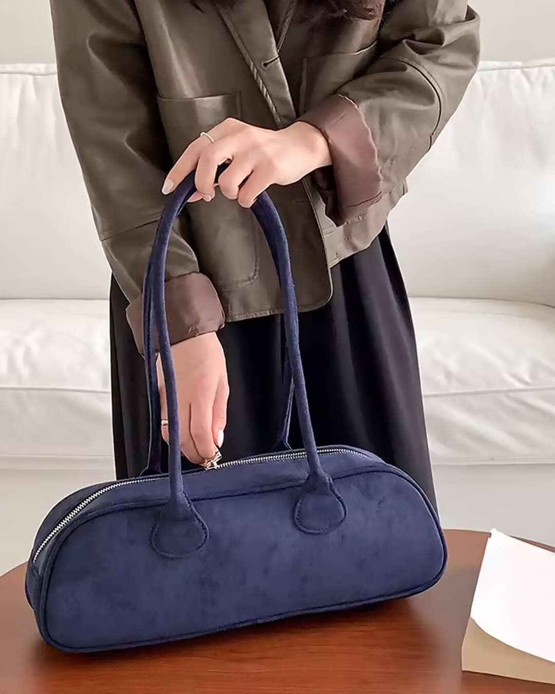 Aveline Vegan Suede Bag - Women's Everyday Handbag - Image 16