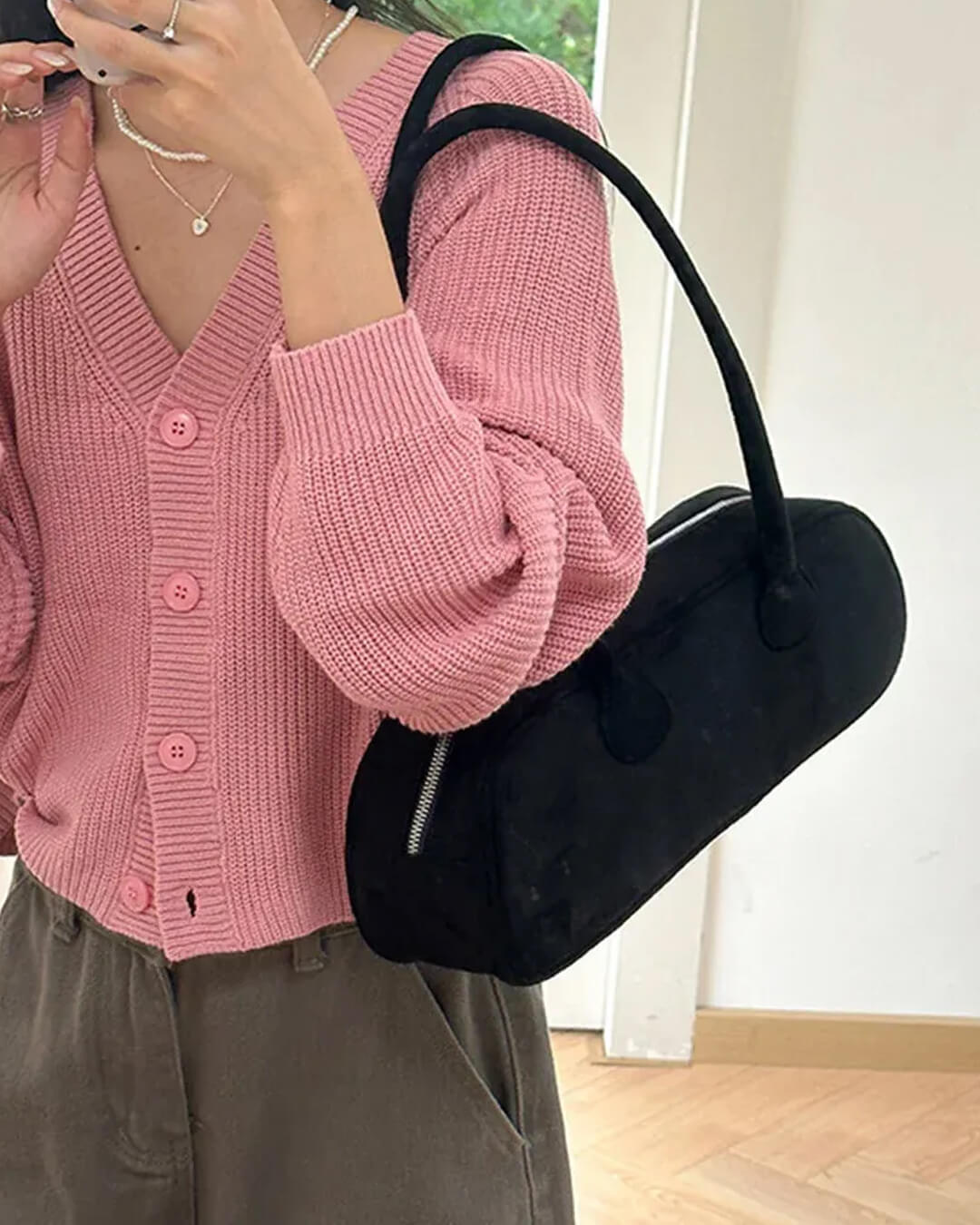 Aveline Vegan Suede Bag - Women's Everyday Handbag - Image 15