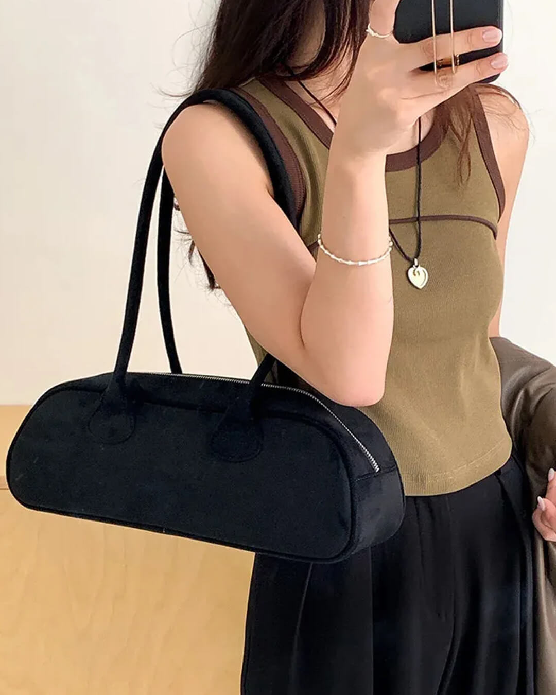 Aveline Vegan Suede Bag - Women's Everyday Handbag - Image 11