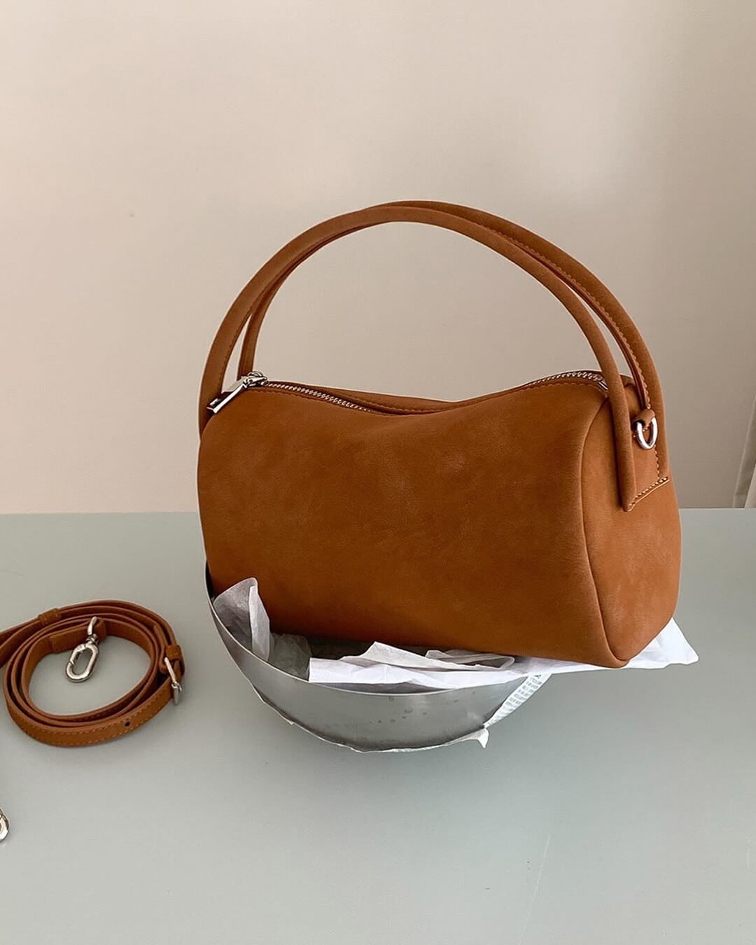 Adavy Vegan Suede Bag - Women's Everyday Handbag - Image 9
