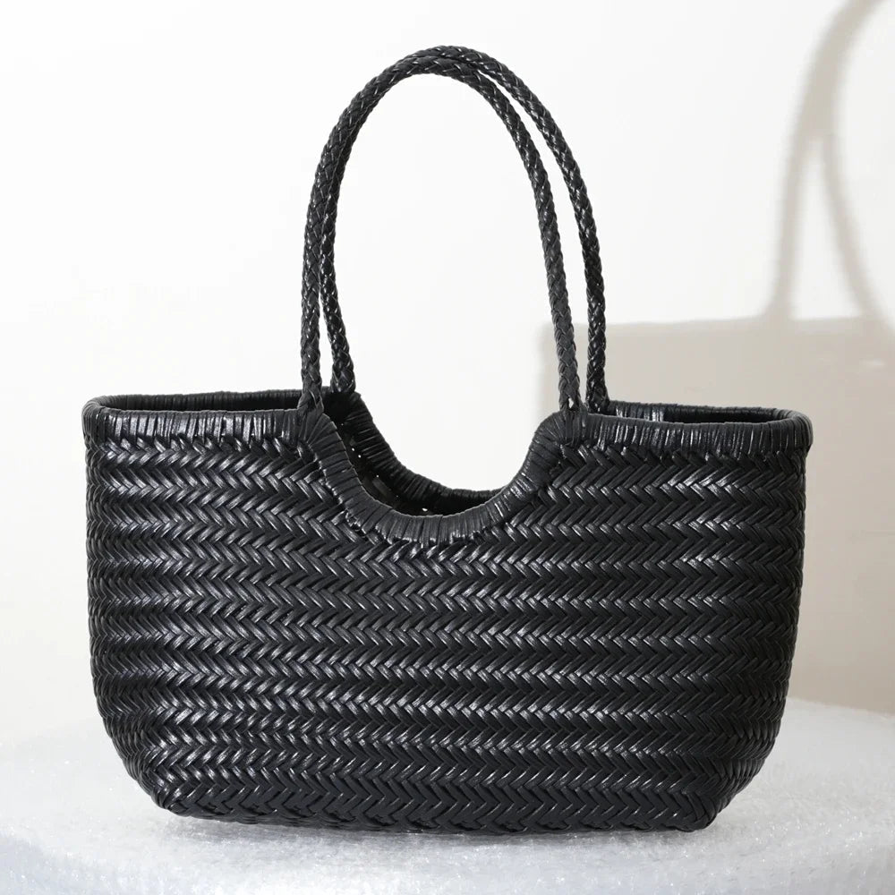 Bianca Handwoven Leather Tote Bag for Women - Woven Work Shoulder Bag - Image 8