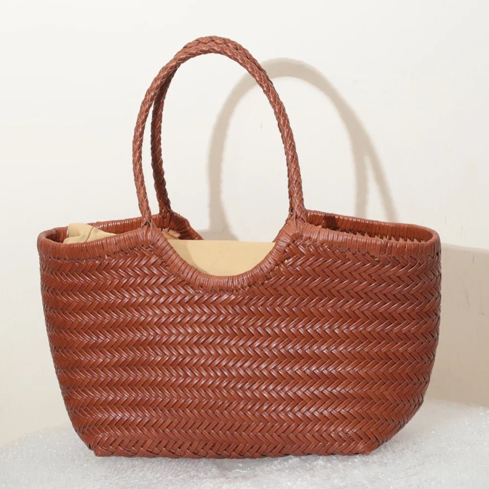 Bianca Handwoven Leather Tote Bag for Women - Woven Work Shoulder Bag - Image 7