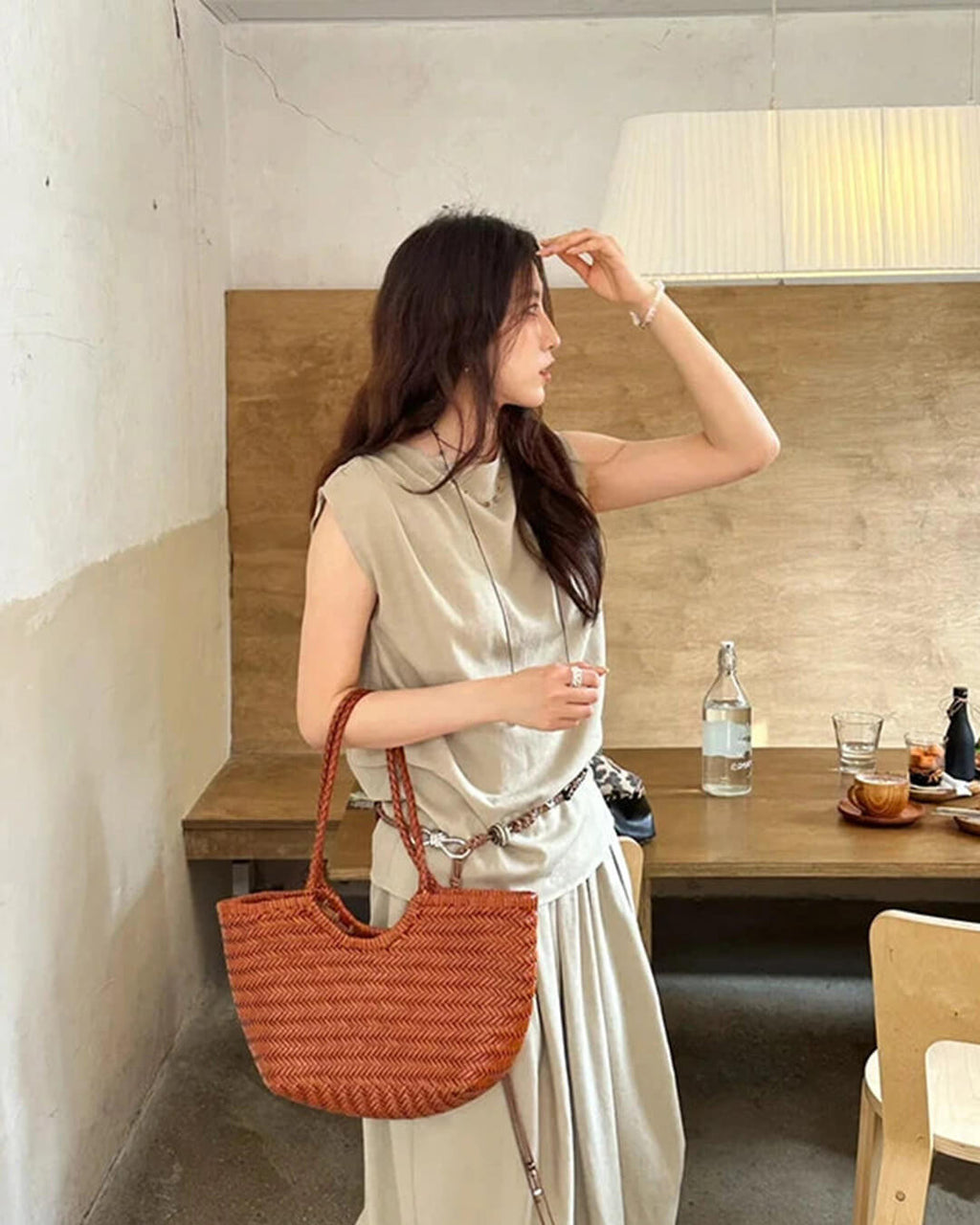 Bianca Handwoven Leather Tote Bag for Women - Woven Work Shoulder Bag - Image 5