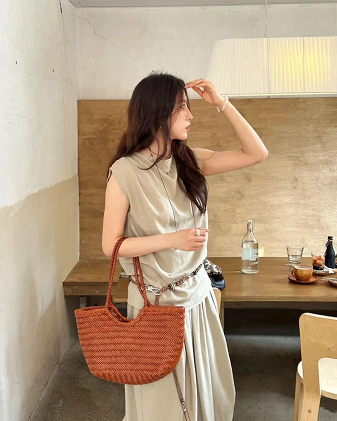 Bianca Handwoven Leather Tote Bag for Women - Woven Work Shoulder Bag - Image 5