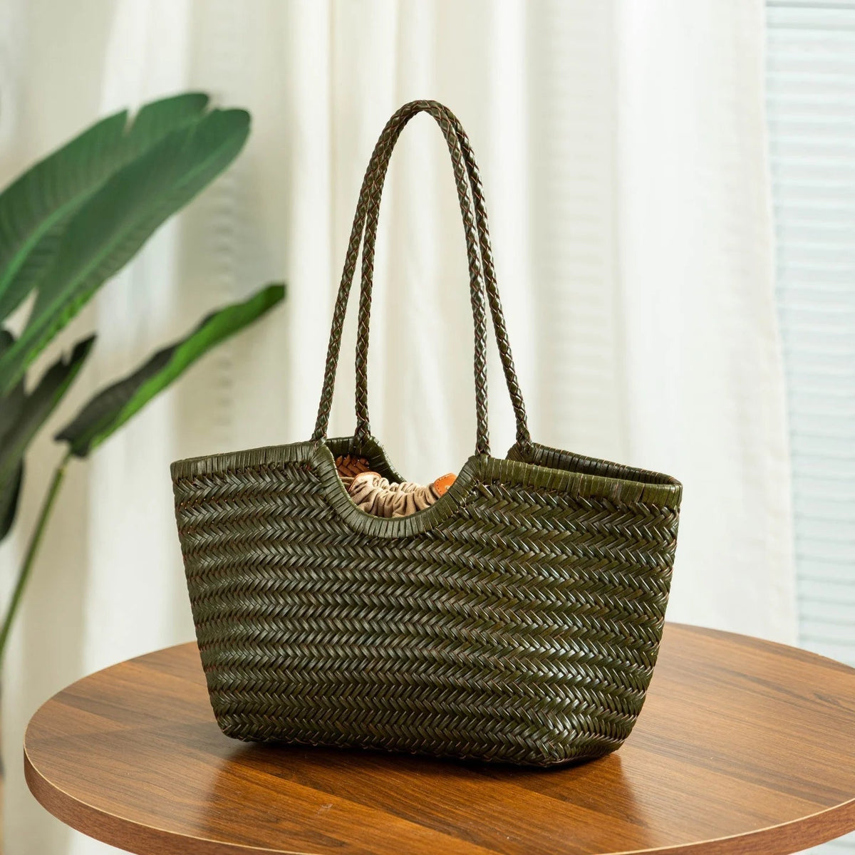 Bianca Handwoven Leather Tote Bag for Women - Woven Work Shoulder Bag - Image 19