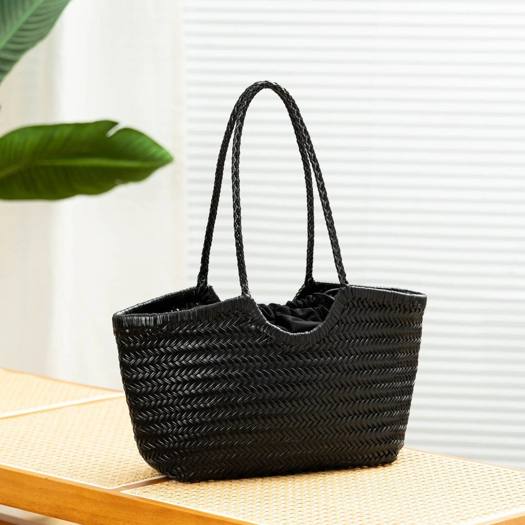 Bianca Handwoven Leather Tote Bag for Women - Woven Work Shoulder Bag - Image 18