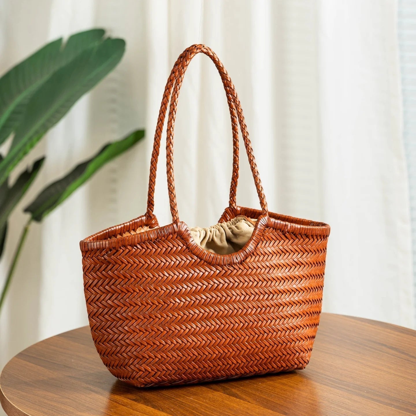 Bianca Handwoven Leather Tote Bag for Women - Woven Work Shoulder Bag - Image 17