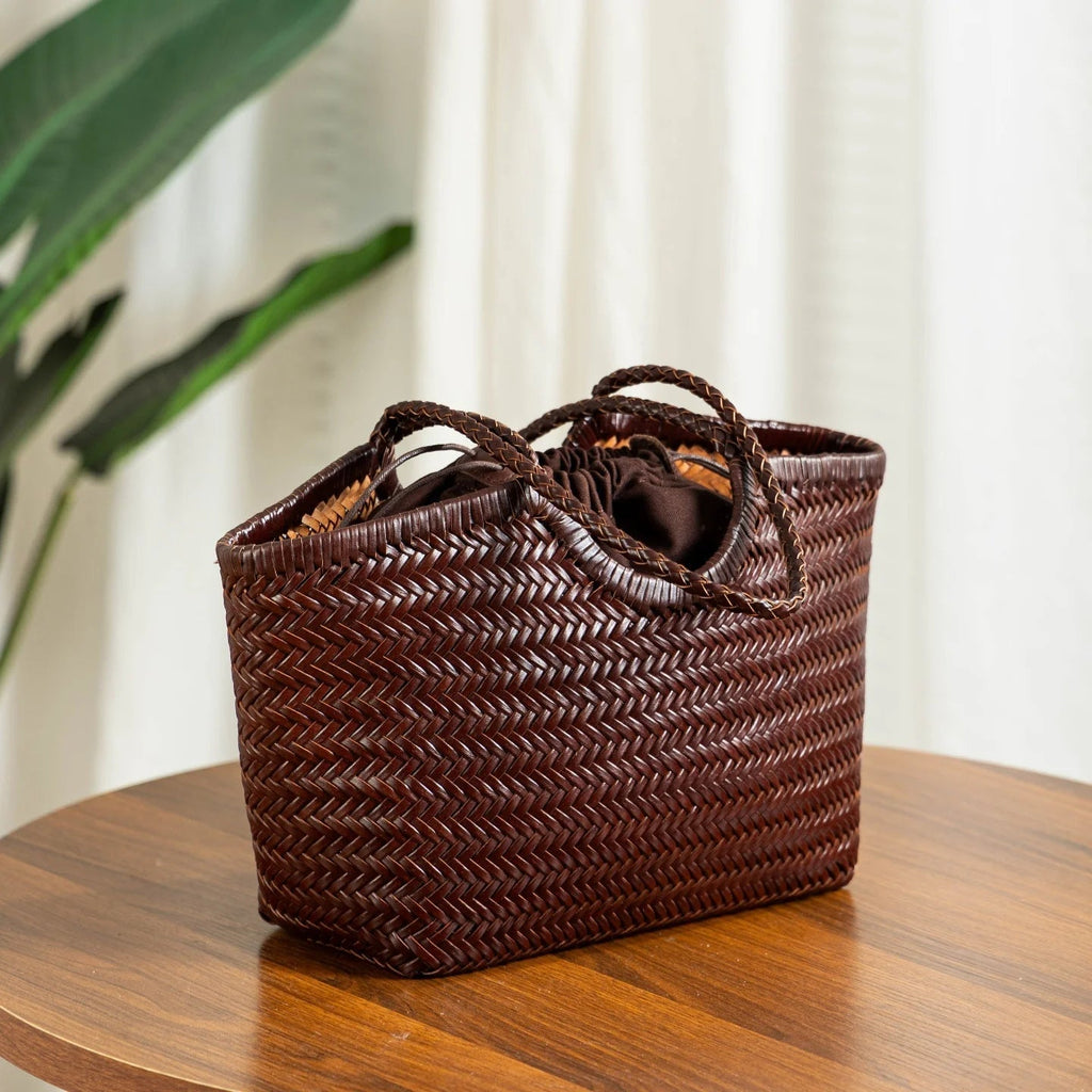 Bianca Handwoven Leather Tote Bag for Women - Woven Work Shoulder Bag - Image 16