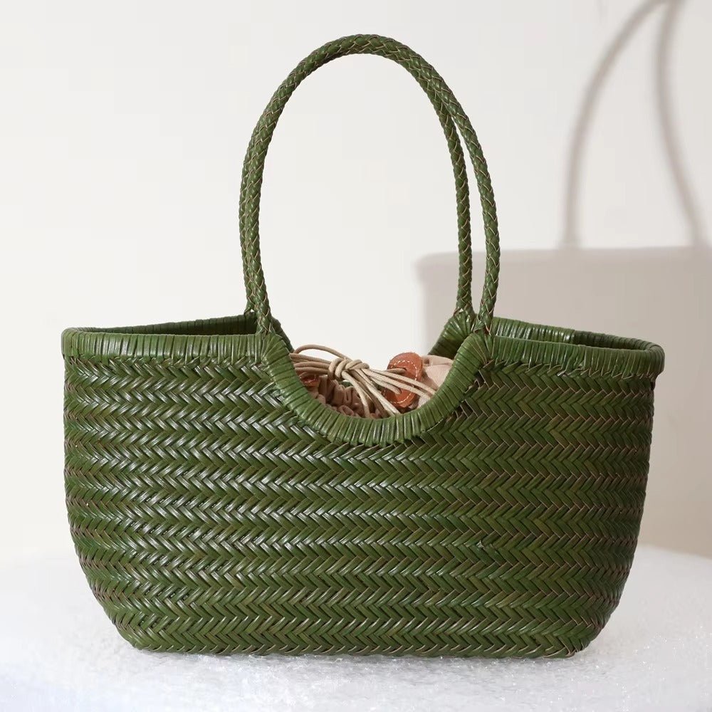 Bianca Handwoven Leather Tote Bag for Women - Woven Work Shoulder Bag - Image 14