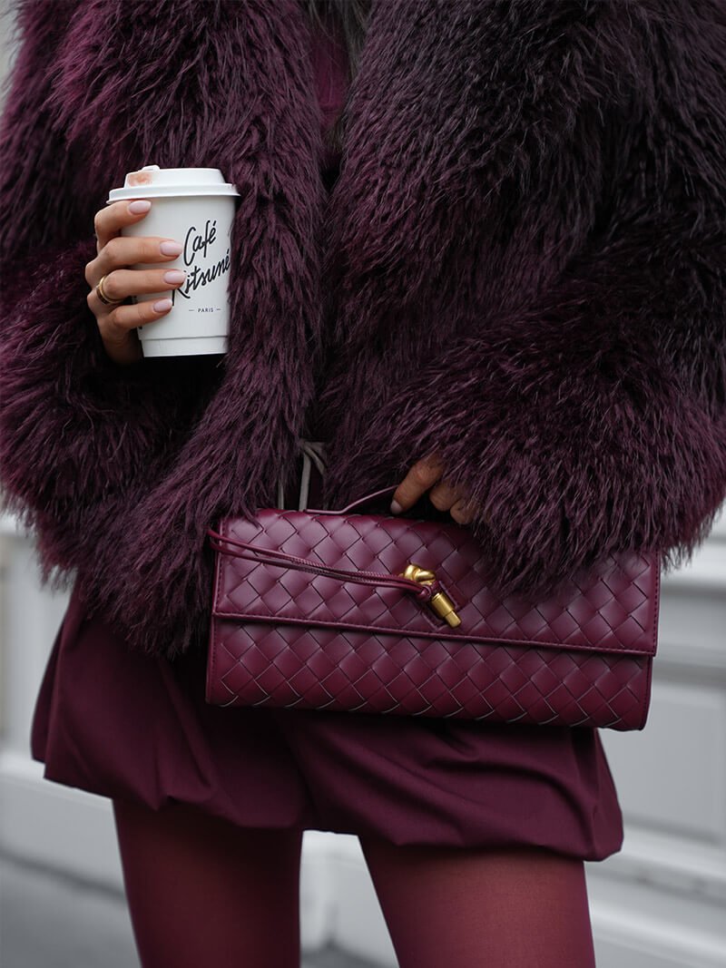 Bianca Woven Handbag - Vegan Leather Woven Handbag - Image 6