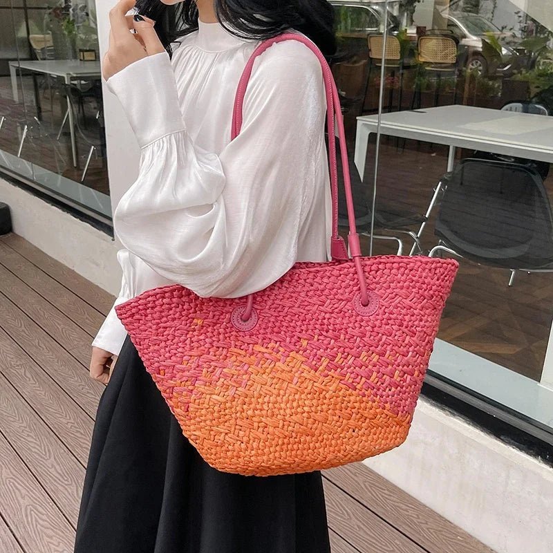Camille French Straw Tote Bag - Women's Everyday Handbag - Image 2