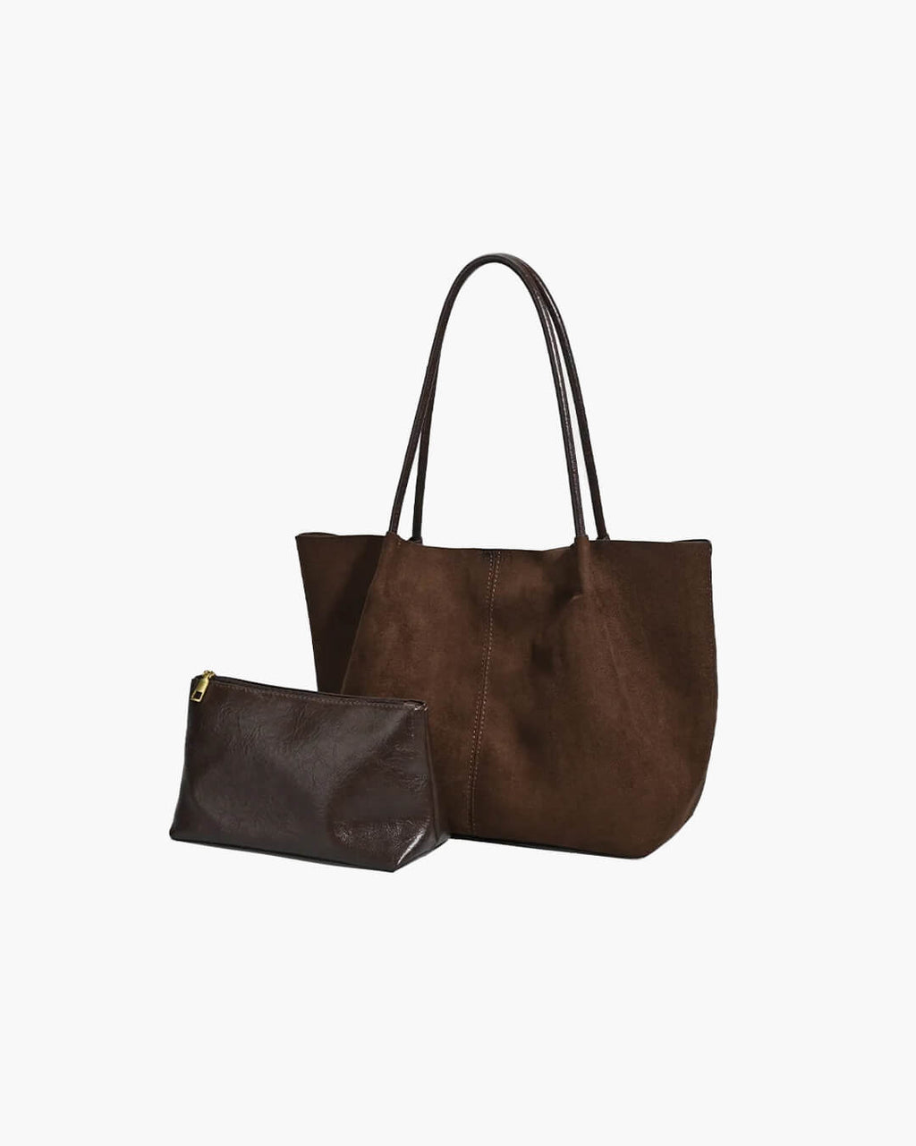 Cheska Women's Suede Tote Bag with Pouch - Large Retro Zipper Handbag - Image 3