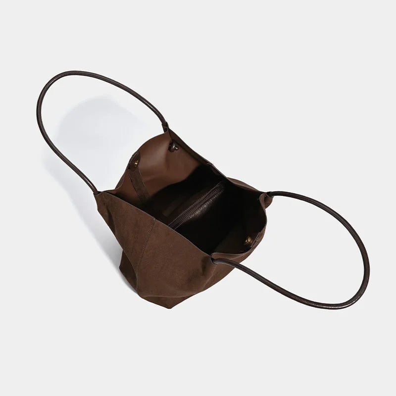 Cheska Women's Suede Tote Bag with Pouch - Large Retro Zipper Handbag - Image 5