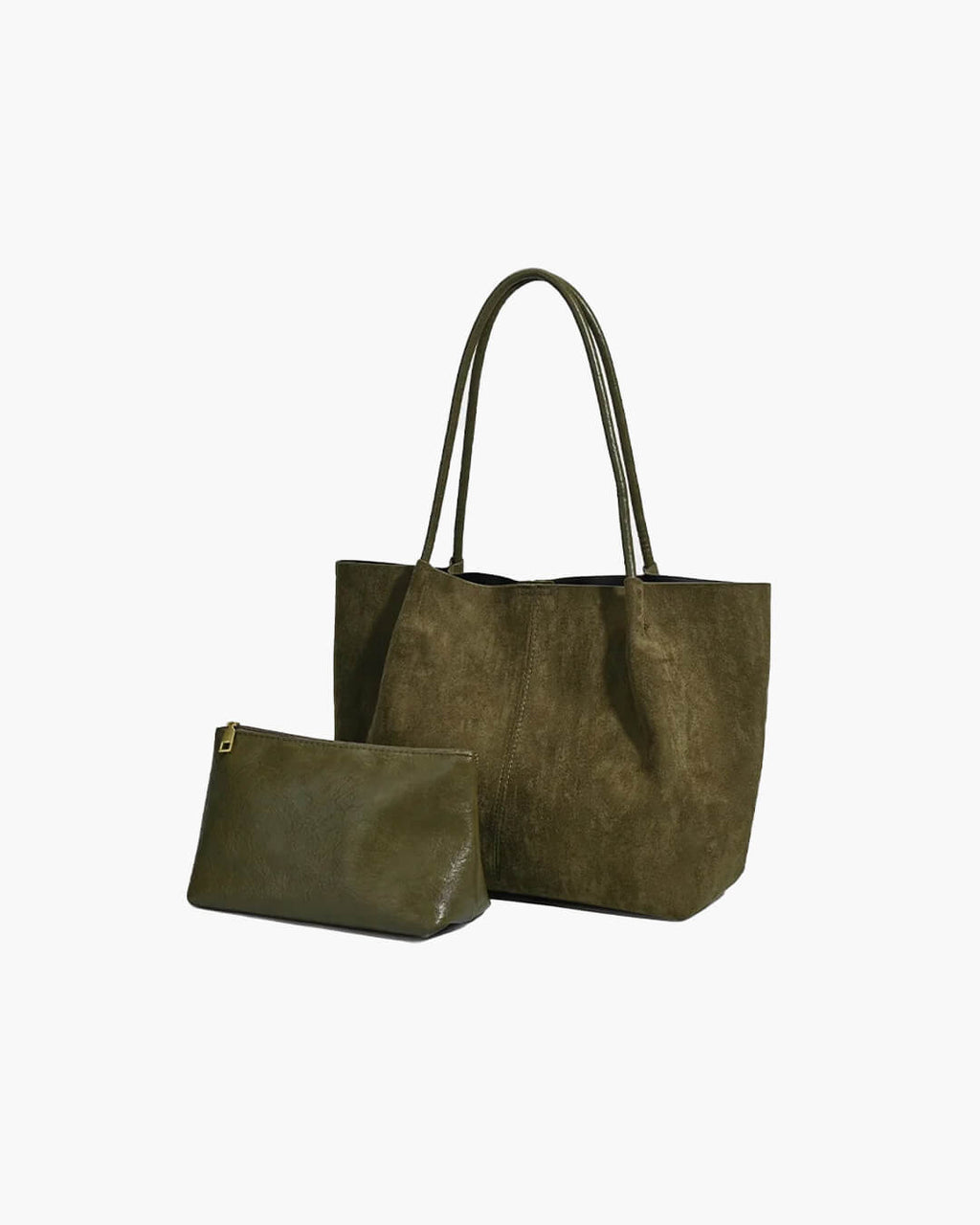 Cheska Women's Suede Tote Bag with Pouch - Large Retro Zipper Handbag - Image 12